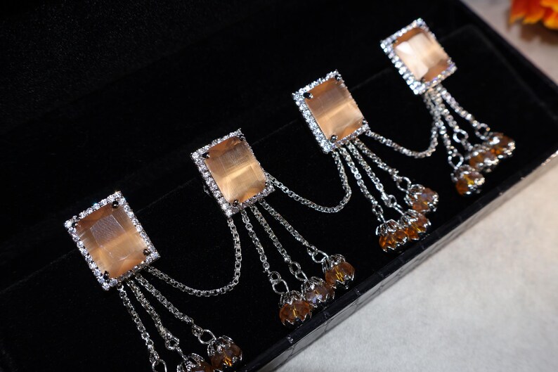 Buy Luxury Champagne Gold Embellished Changeable Stud Buttons for Men