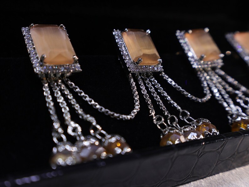 Buy Luxury Champagne Gold Embellished Changeable Stud Buttons for Men