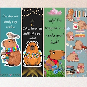 Capybara Bookmark Instant Download Cute Animal Bookmark for Book Lovers, Aesthetic Capybara Gift, Capybara Reading Accessory, Gift