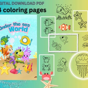 Unter dem Meer Malbuch für Kinder - 34 einfache Seiten zum Thema Ozean | Sea Life Malvorlagen für Kleinkinder & Kinder im Vorschulalter digitaler Download