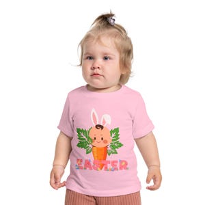 Easter Baby Short Sleeve T-Shirt, Easter Baby Gift, Carrot Bunny Design, Infant Tee, Kids Clothing, Toddler Shirt, Girl tee, boy tee
