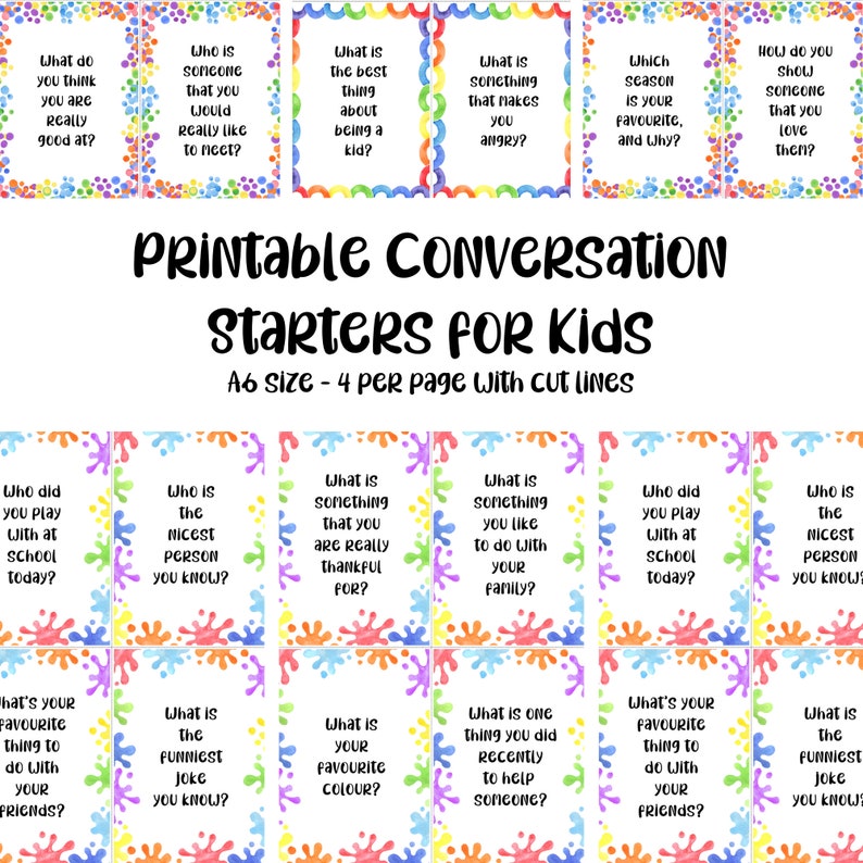 Conversation Starters for Kids, Questions for Kids, Kids Games for