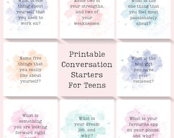 Conversation Starters For Teens, School Resources, Communication Cards for Kids, Therapist Resources, Social Anxiety, Icebreaker Games