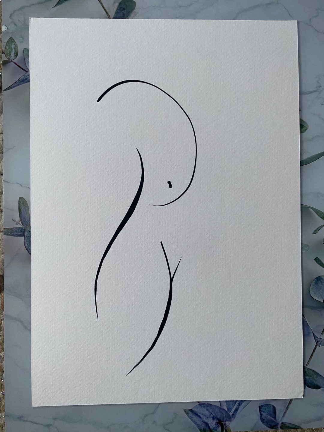Line Figure Drawing. Ink on A4 Paper - Etsy