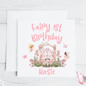 Personalisierte Fee ersten Geburtstag oder alles Gute zum Geburtstag für jedes Alter Karte 15x15 Zoll für jeden Namen oder gemeinsame Namen von Zwillingen - Fairy Party