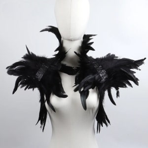 Feather Jacket Collar Shrug Cape Capelet Steampunk Shoulder UK