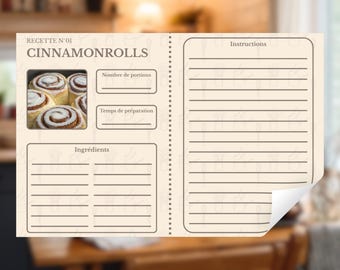 Modèle - Fiche de Recette à remplir 100% personalisierbar, A4 paysage