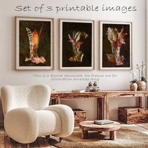 3 Autumn Prints Instant Downloads, Floral Printable Photos, Living room decor, New home gift, Airbnb wall  art, Guest House Colour Print