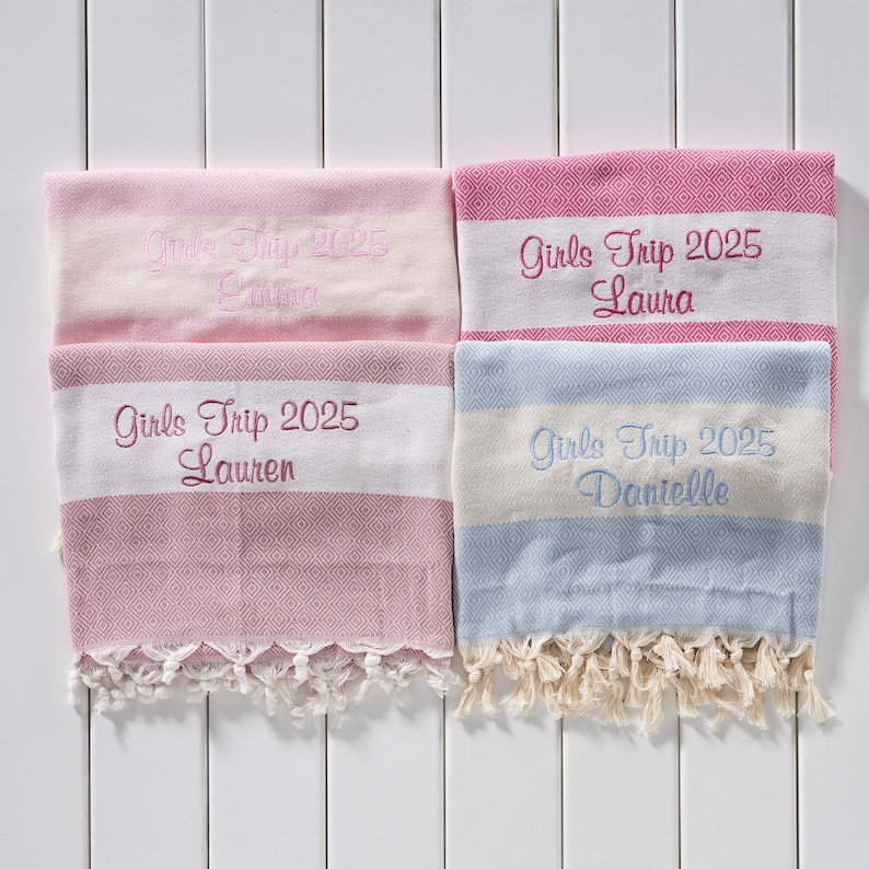 Personalized Beach Towel, Girls Trip Gift, Party Favor, Monogrammed Beach Towel, Beach Bridal Party Towel, Bachelorette Wedding Custom Gifts