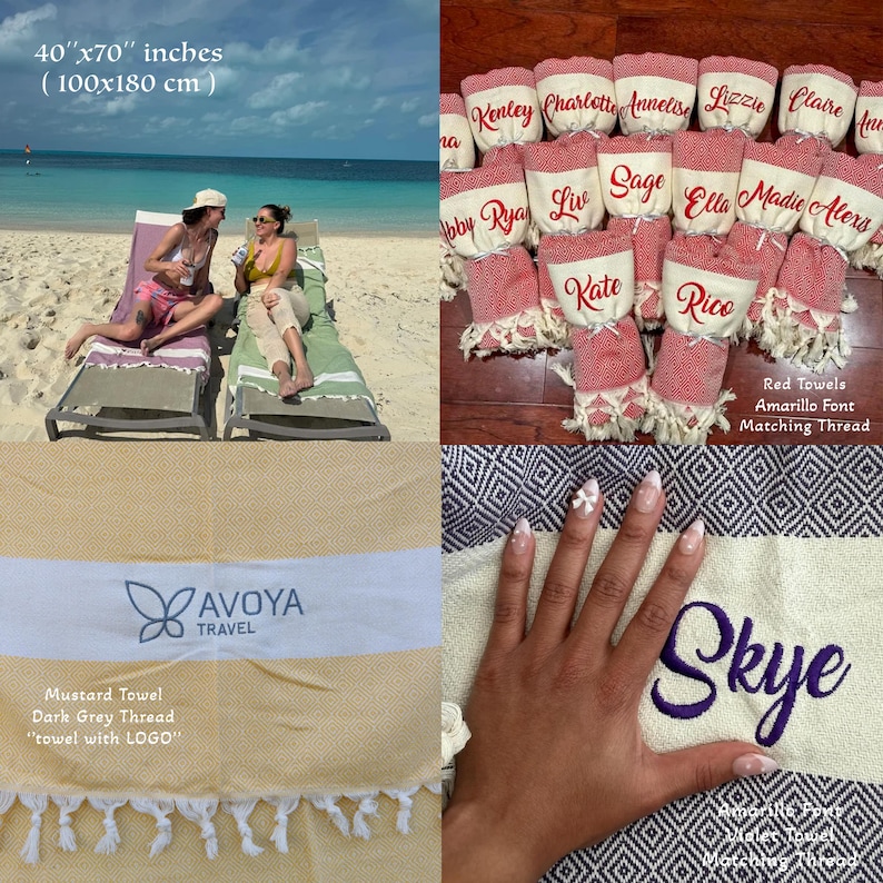Personalized BEACH Towel, 40x70 Bachelorette Party Favor Turkish Towel, Beach Bridal Party Towel, Bachelorette Wedding Custom Gifts