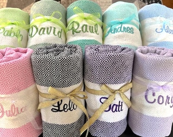 Personalisiertes Strandtuch, benutzerdefinierte Stickerei, personalisierter Name, Geschenke mit Monogramm, personalisiertes Handtuch, Geschenk für Freund, Geschenk für Freundin