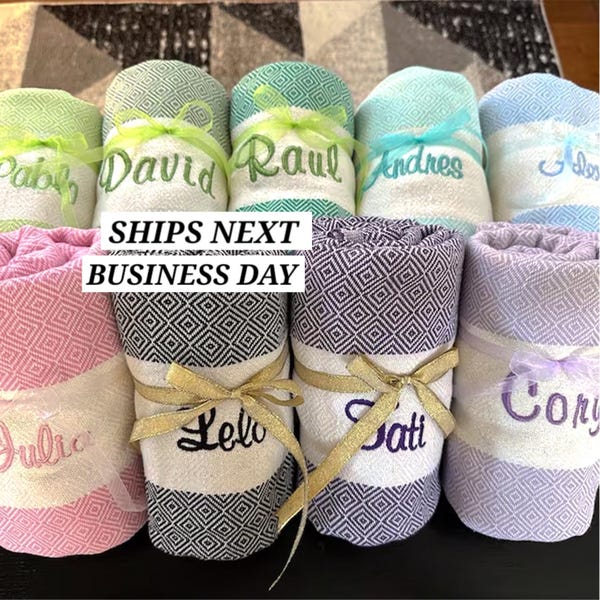 Personalized Beach Towel, Girls Trip Gift, Party Favor, Monogrammed Beach Towel, Beach Bridal Party Towel, Bachelorette Wedding Custom Gifts