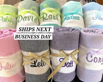 Personalized Beach Towel, Girls Trip Gift, Party Favor, Monogrammed Beach Towel, Beach Bridal Party Towel, Bachelorette Wedding Custom Gifts