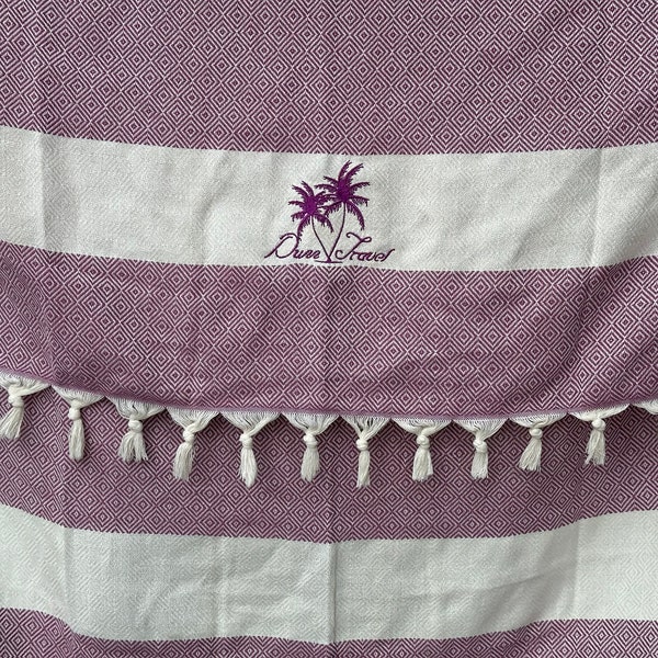 LOGO Beach Towel, Monogrammed Beach Towel, Organic Cotton 70x40'', Gift for Her, Custom Logo Towel, Logo Beach Towel, Embroidered Logo Towel