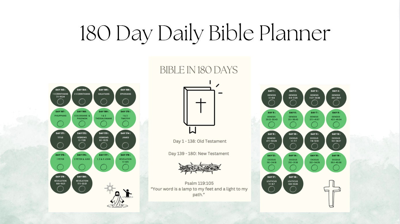 6 month bible reading plan checklist printable digital etsy