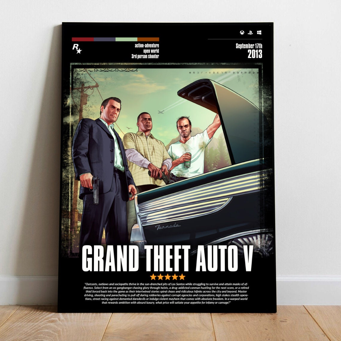 Vintage Grand Theft Auto V Game Art Poster Decorative Gta 5 Wall Print ▻   ▻ Free Shipping ▻ Up to 70% OFF