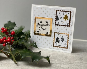 Happy Holidays Card/Best Wishes/Happy New Year/Handmade/Gold and Black/Wishing Card