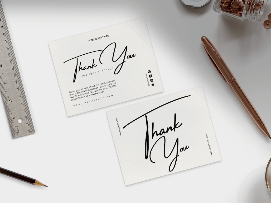 Luxury Printable Business Thank You Card for Small Business | Editable ...