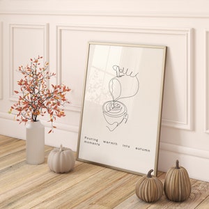 Fall Line Drawing | Fall Line Art | Rustic Fall Decor | Pumpkin Spice | Fall Leaves | Autumn Wall Decor | Fall Wall Art | Autumn Decor