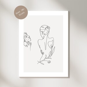 Woman Line Draw Illustration | Affiche Art Minimalist | Woman Face Line Art Printable | Modern Body Line Art | Line Art Printable | Digital