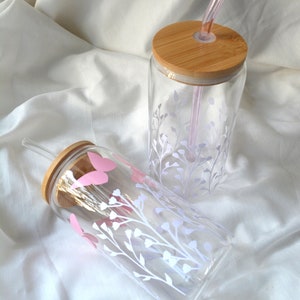 Eiskaffeegläser Trinkgläser mit Glasstrohhalm Glas mit Deckel Glas mit Bambusdeckel und Strohhalm image 2