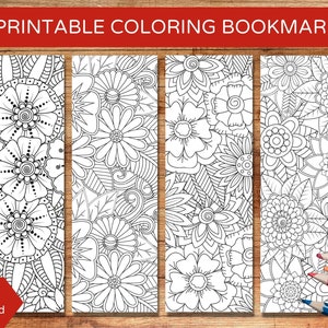 Flower-Themed Coloring Bookmarks, Printable Bookmark Set, Digital Bookmark, Bookmarks to Color, Kids Coloring Sheets, Digital Download