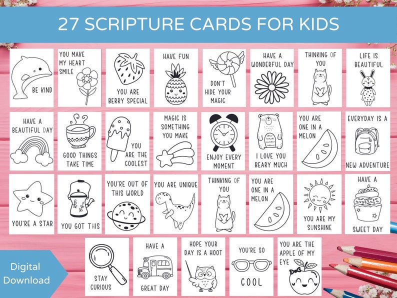 27 Kids Lunch Box Notes, Printable Children Positive Affirmation, Mini ...