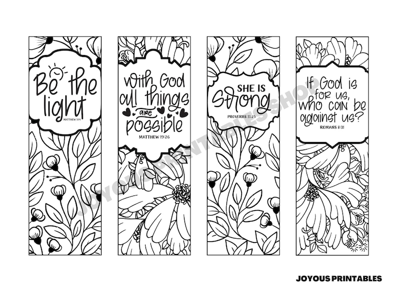 Set of 4 Printable Catholic Bookmarks to Color, Coloring Bible Bookmark ...