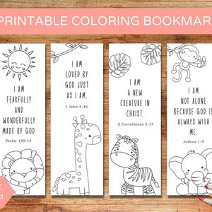 Printable Bible Bookmarks to Color, Christian Coloring  Bookmarks, Affirmation Animal Bookmarks, Bible Verse Bookmarks PDF, Instant Download