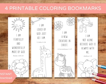 Printable Bible Verse Bookmarks: Christian Animal Coloring (PDF Download)