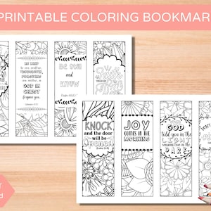 Set of 8 Printable Religious Bookmarks, Bible Verse Coloring Bookmarks ...