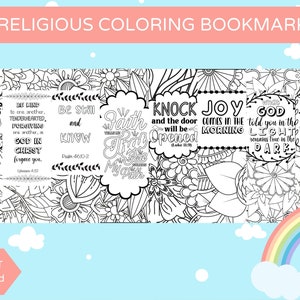Set of 8 Printable Religious Bookmarks, Bible Verse Coloring Bookmarks ...