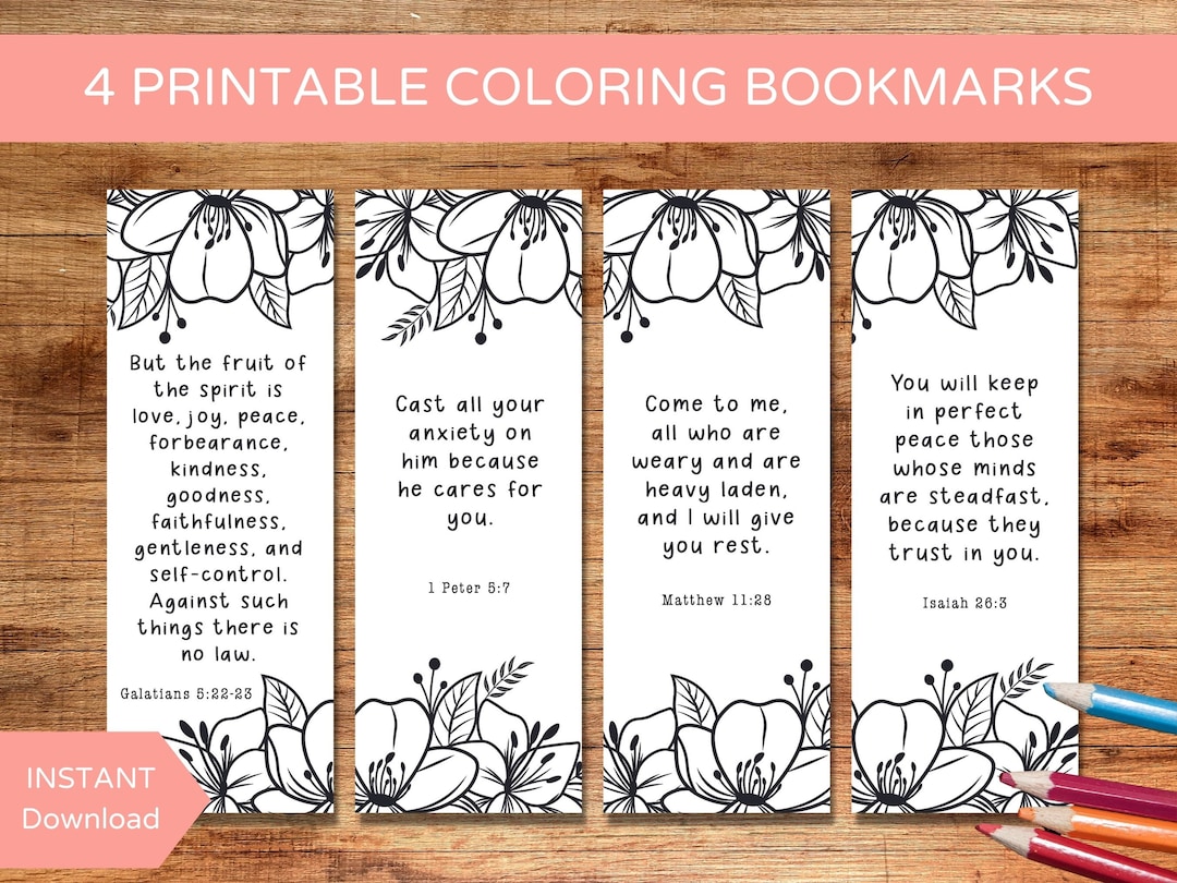 Set of 4 Printable Catholic Bookmarks to Color Coloring Bible - Etsy