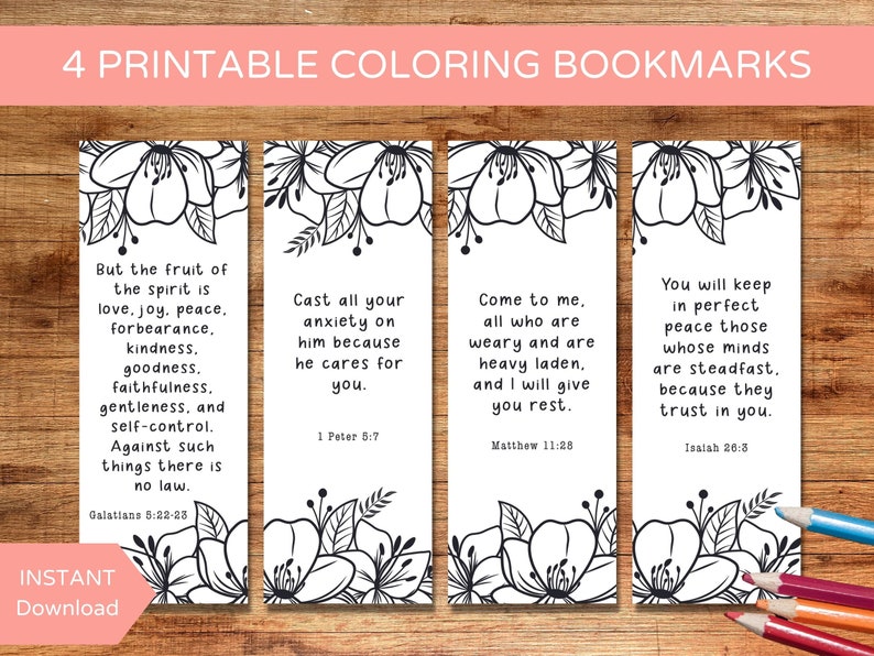 Set of 4 Printable Catholic Bookmarks to Color Coloring Bible - Etsy