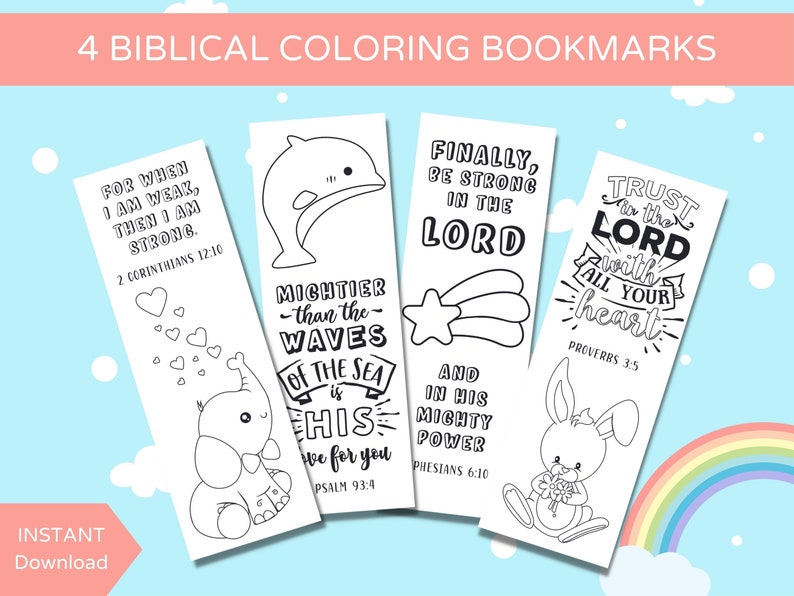 Printable Bible Bookmarks to Color Christian Coloring - Etsy
