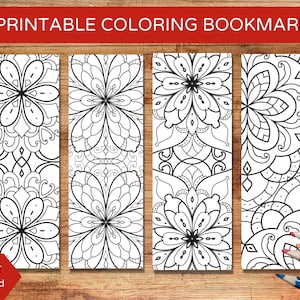 Spring Flowers Coloring Bookmarks, Floral Printable Bookmark Set, PDF Bookmark, Bookmarks to Color, Kids Coloring Sheets, Instant Download
