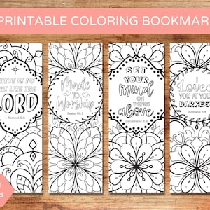 Set of 4 Printable Catholic Bookmarks to Color, Religious Coloring Bible Bookmarks, Self Care, Bible Verse Bookmarks PDF, Instant Download