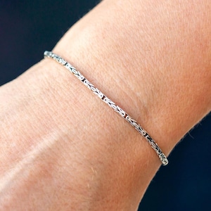 Byzantine Sterling Silver Chain Bracelet for Men • Oxidized Silver Chain Jewelry • Handmade Men 925 Silver Byzantine Bracelet • Gift for Him