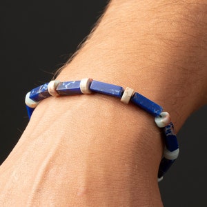 Blaues Variscit Armband, zierlicher handgemachter minimalistischer Schmuck, Armband für Männer & Frauen, Jahrestag, Geburtstag oder ein Männergeschenk