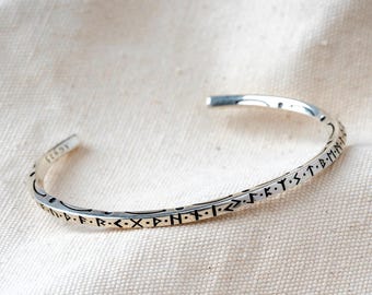 Handmade Viking Runic 925 Sterling Silver Cuff Bracelet: Minimalist  Inches Scandinavian Bangle