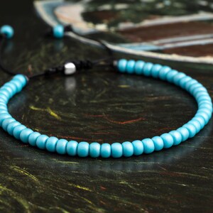 Handmade Miyuki Beaded Macrame Bracelet: Minimalist Blue Jewelry