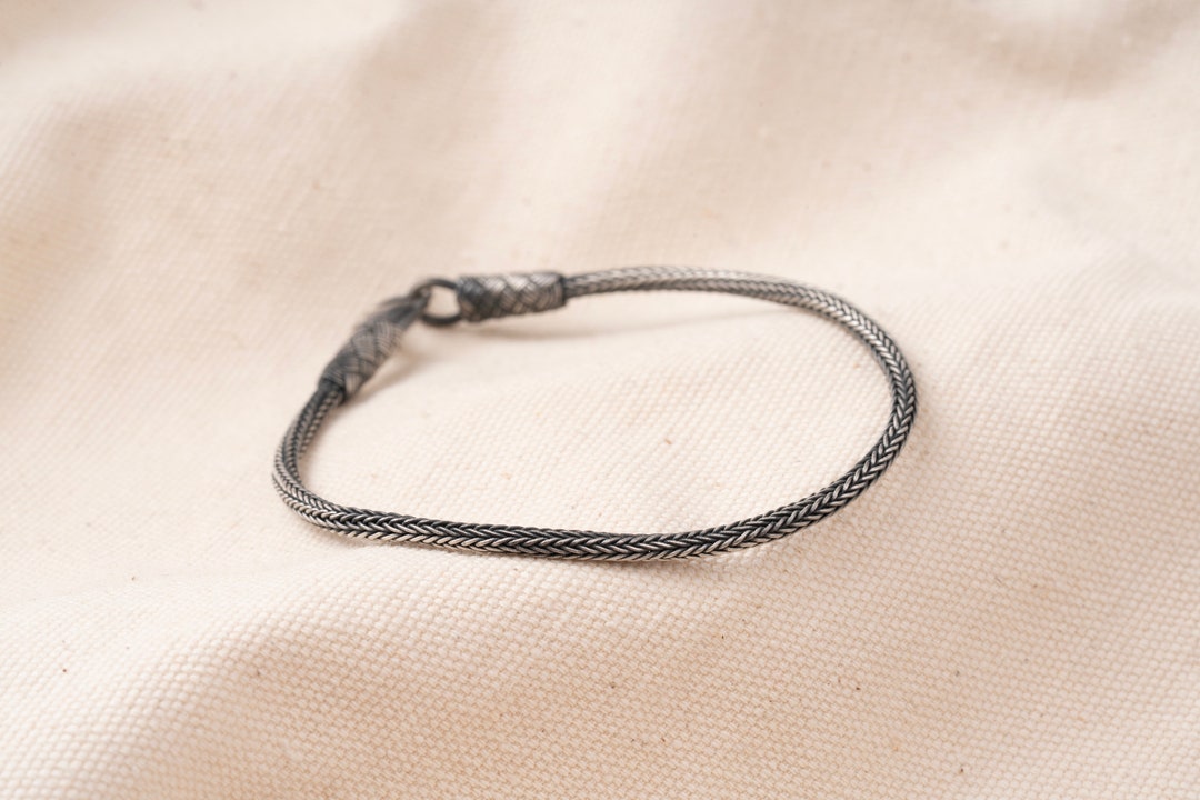 Handmade Sterling Silver Kazaziye Bracelet - 999 Silver, Unisex Braided Design For Men & Women - View #3