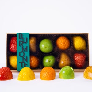 Luxury Marzipan Shaped Fruits Gift Box - Traditional Hand-Finished Marzipan Shapes - Real Almonds & Natural Colours - Exclusive To Burmont's