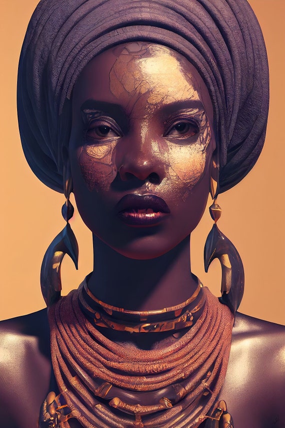 Zola African Queen Digital Print Ai Art Portrait of a - Etsy