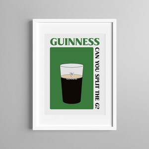 Vintage Pint of Guinness &quot;Can You Split The G?&quot; Digital Wall Art Print
