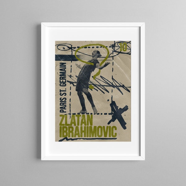 Zlatan Ibrahimovic Vintage Grunge Style Print of Legendary Player, Digital Download