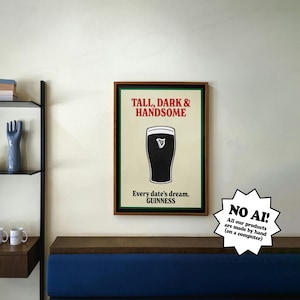 Impresión digital vintage de Guinness "Alto, moreno y guapo"