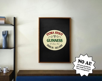 Guinness Vintage Style Black Emblem Print, Downloadable Wall Art Poster
