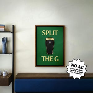 ギネス「Split the G」レトロミニマリストスタイルプリント グリーン（デジタルダウンロード）