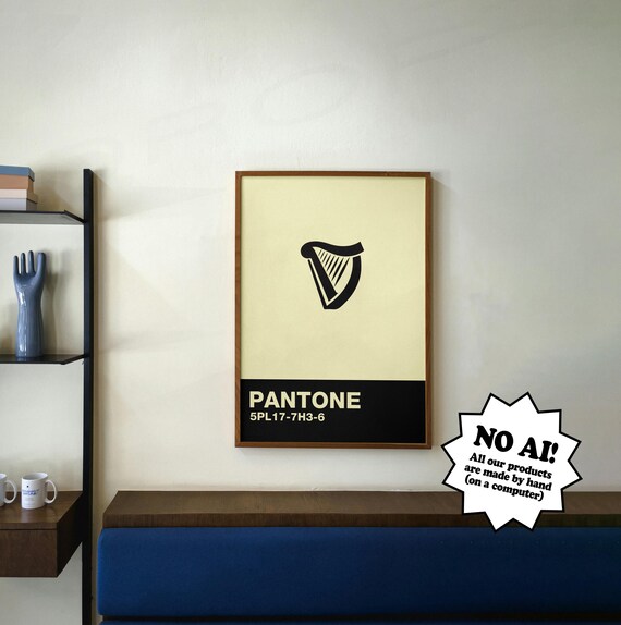 Pantone Guinness in Cream and Black, Modern Style Digital Wall Art